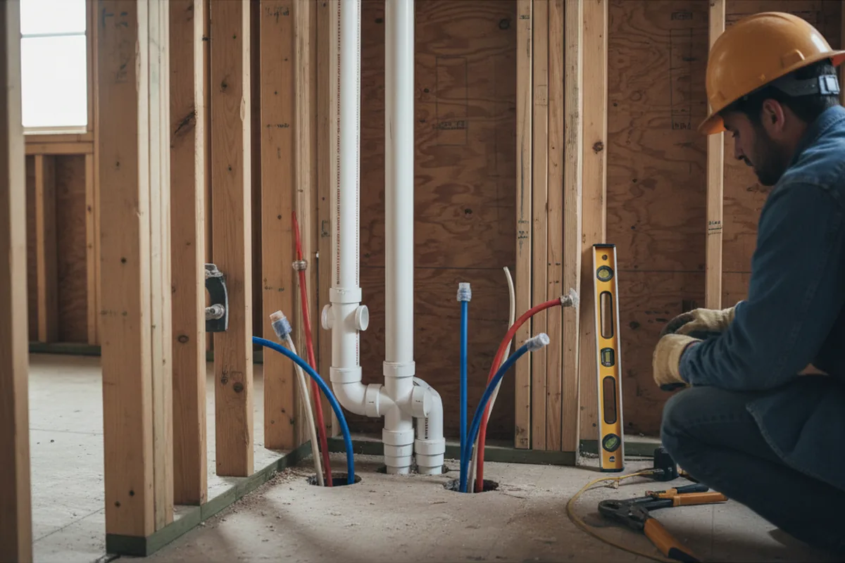 Drain and supply rough-in during Drain Cleaning in Cromwell