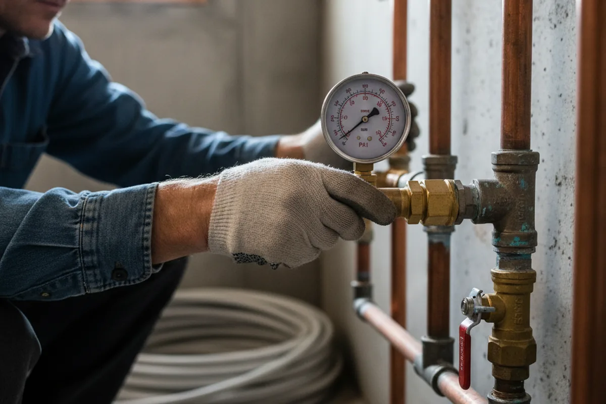 Pressure testing a repaired line during Water Line Repair in Cromwell